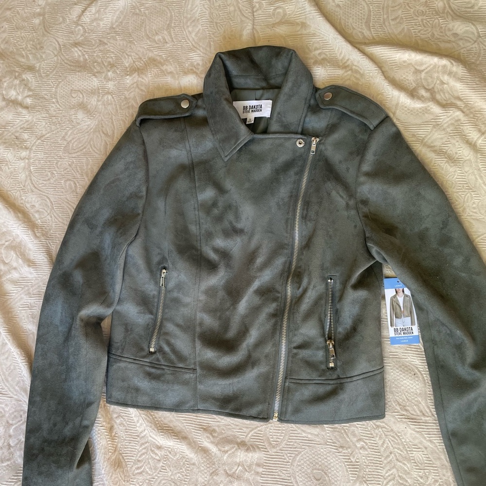 BB Dakota Steve Madden moto jacket faux suede NWT